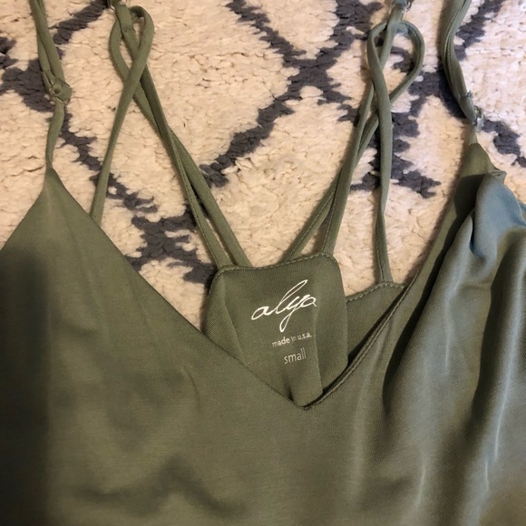 Olive green strapped back small dress - Picture 2 of 3